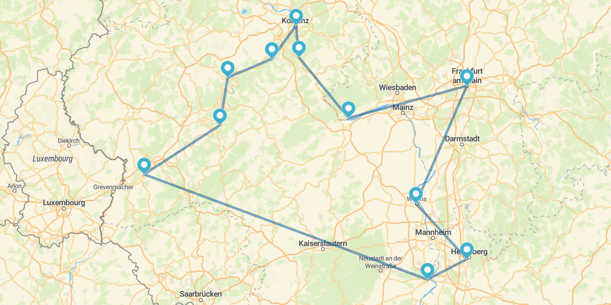 Route around the Castles of the Rhine and the Moselle Valleys