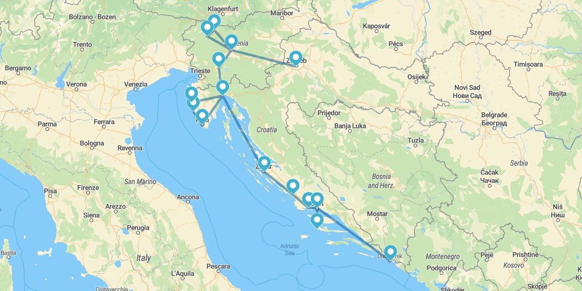 Route along the Slovenian-Croatian Adriatic Coast