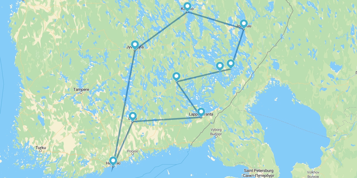 Blue Lakes of Southeast Finland Route