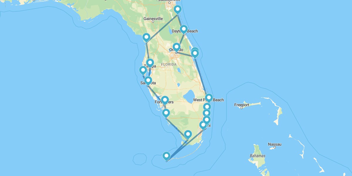 Florida Coast and Orlando Route