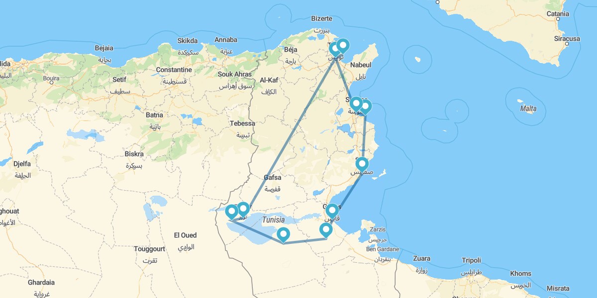 Route through Oases, Sea and Dunes