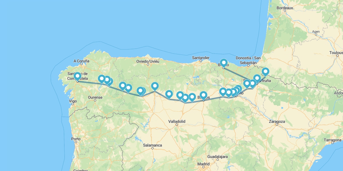 Jacobean Route, from Bilbao to Santiago