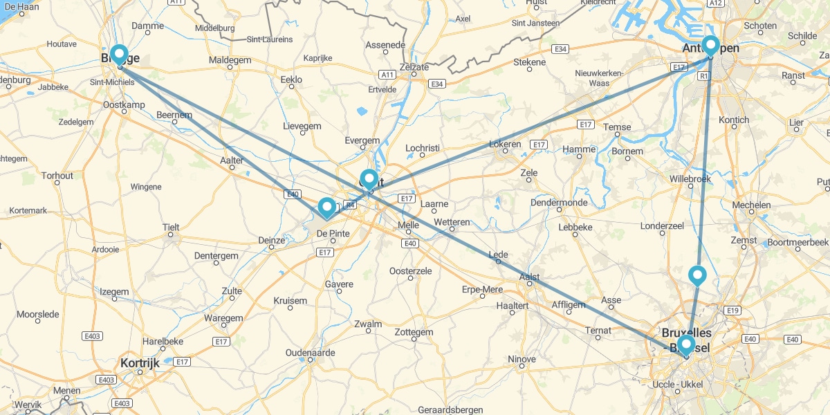 Route through the Flemish Region