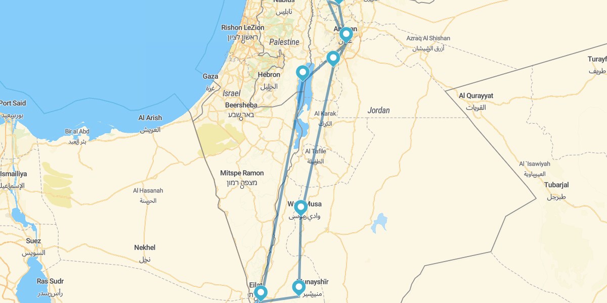 Route around the Hashemite Kingdom