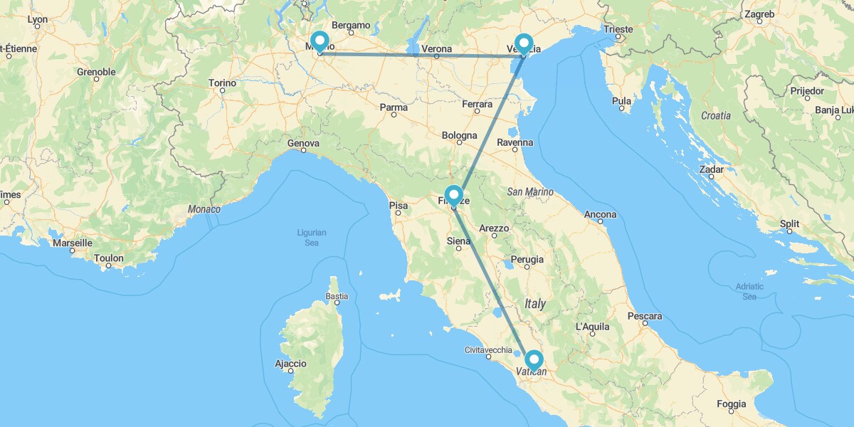 Rome, Florence, Venice and Milan by train