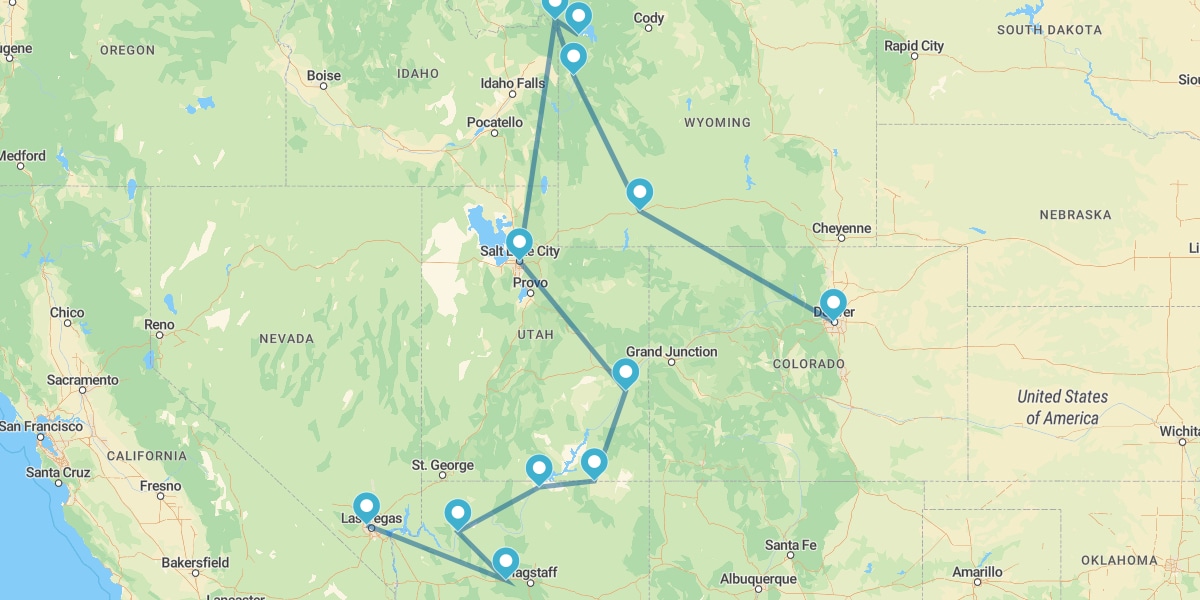 Route through the Great Parks of the American West