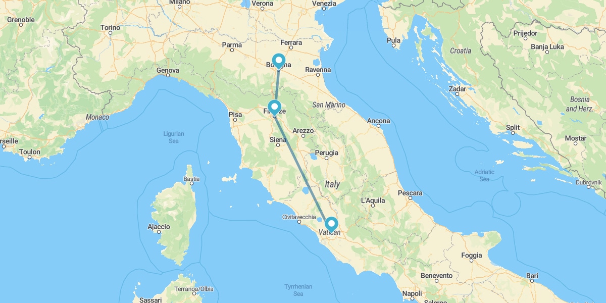 Rome, Florence and Bologna by train