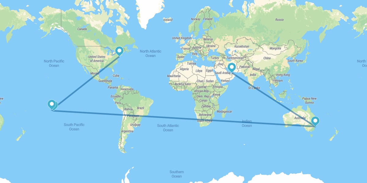 Dubai, Sydney, French Polynesia and New York