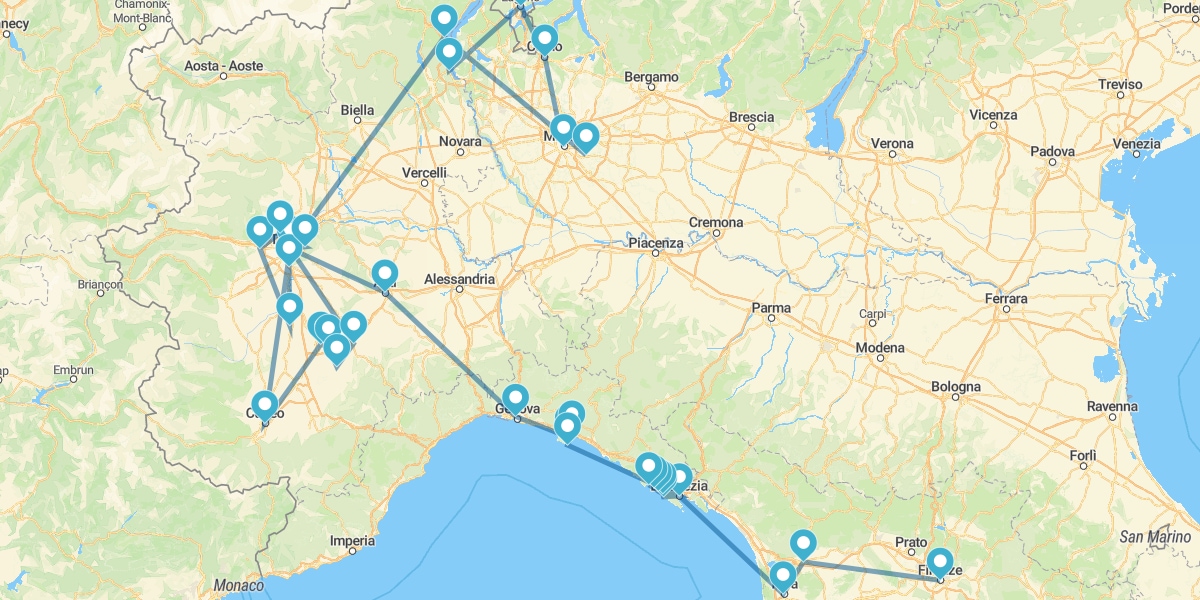 Route from Piedmont to the Ligurian Coast