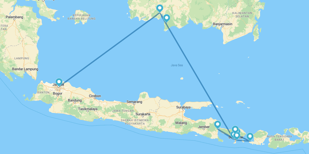 Jakarta, Borneo, Bali, Ijen and Gili Asahan