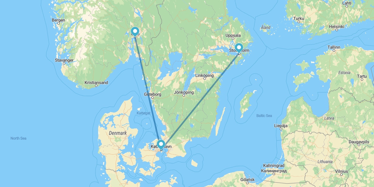 Stockholm, Copenhagen and Oslo by plane