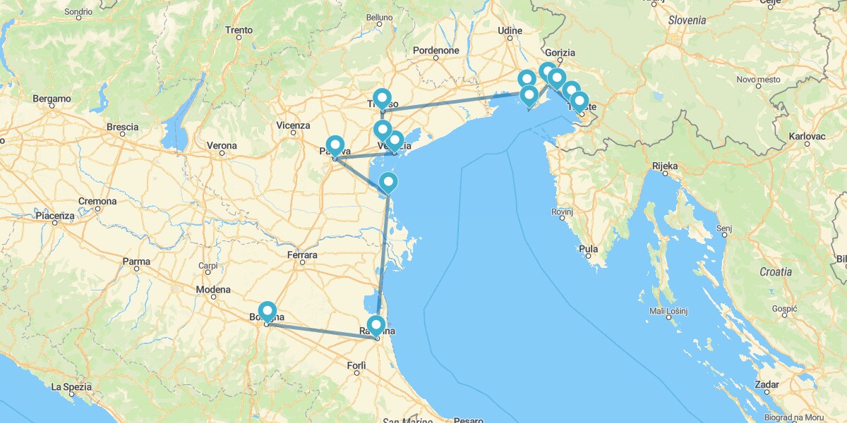 Route along the Italian Adriatic Coast