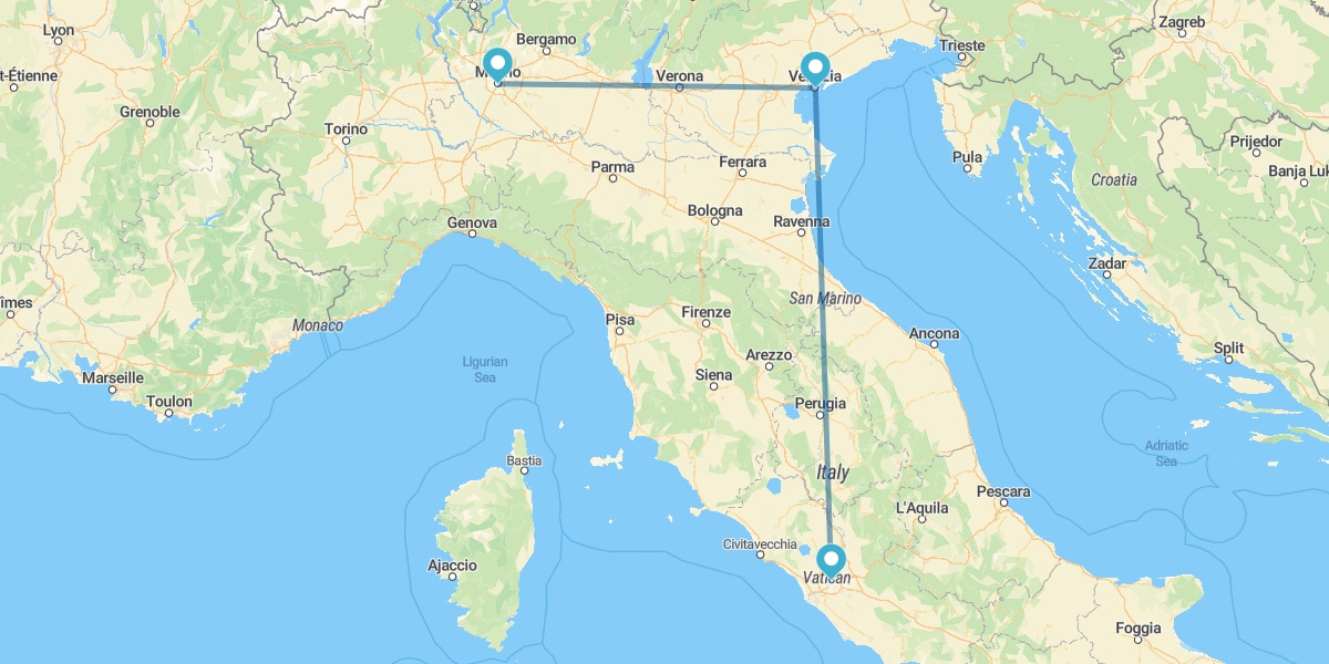 Milan, Venice and Rome by train