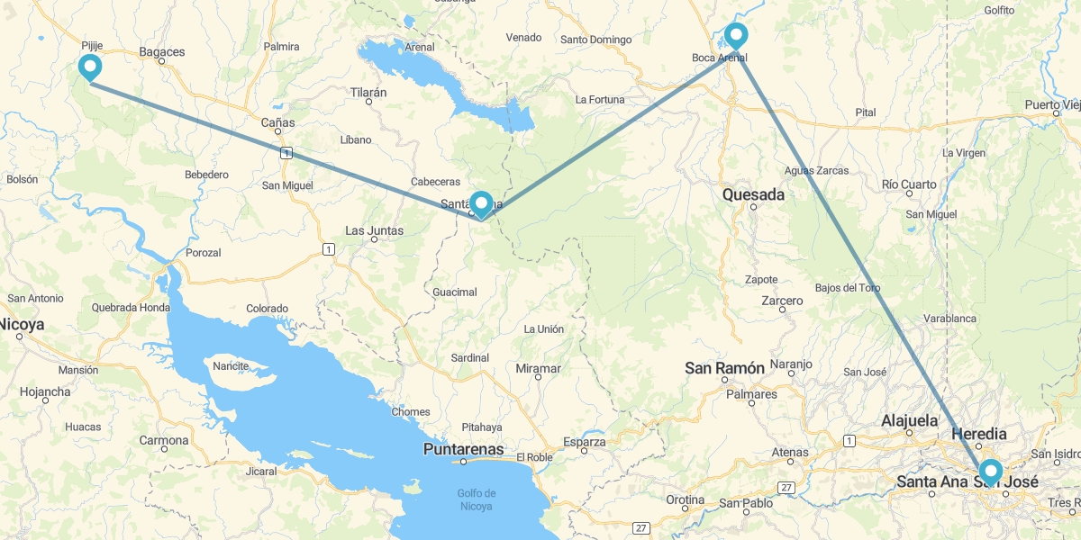 San José, Arenal, Monteverde and Guanacaste