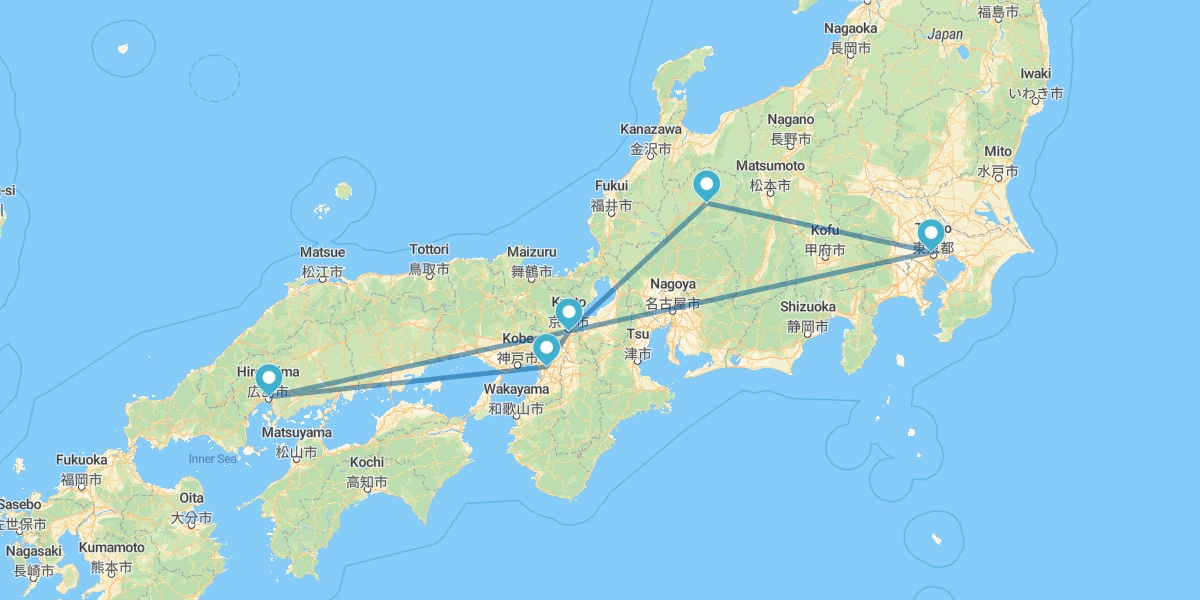 Tokyo, Hiroshima, Osaka, Kyoto and Takayama