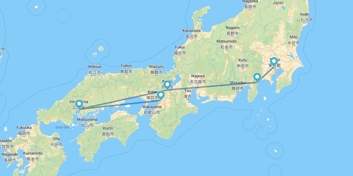 Tokyo, Hakone, Kyoto, Hiroshima and Osaka