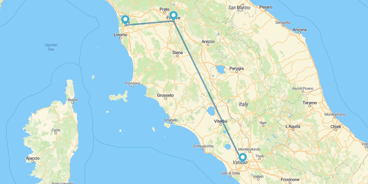 Pisa, Florence and Rome by train