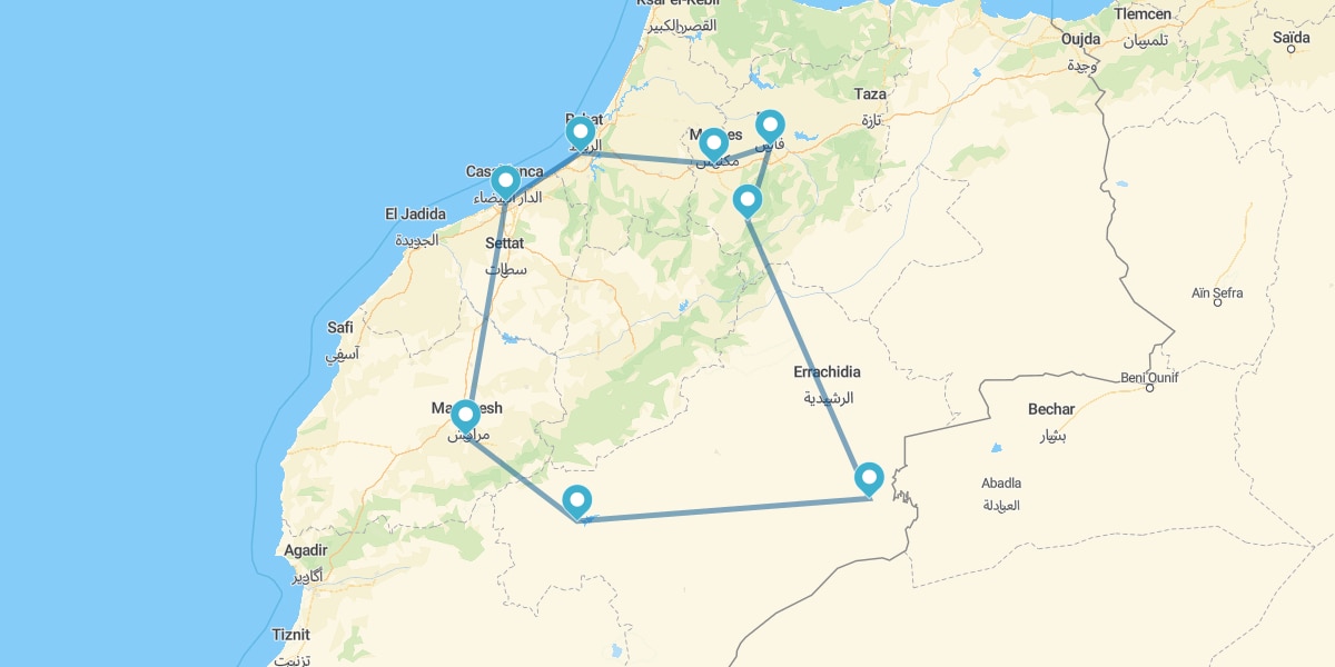 Imperial cities and desert in riads from Casablanca