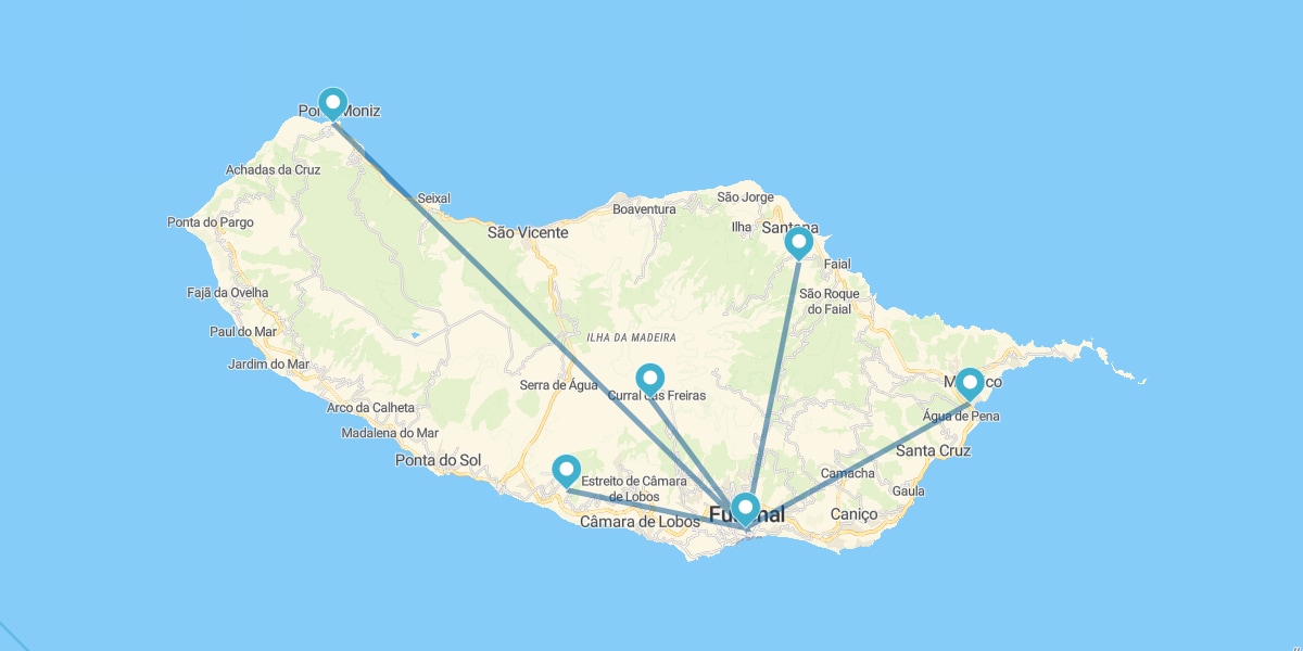 Route through Madeira Island