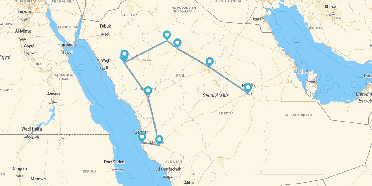 Route from Jeddah to Riyadh