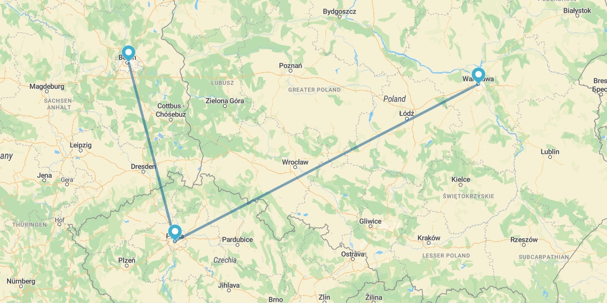 Berlin, Prague and Warsaw by plane