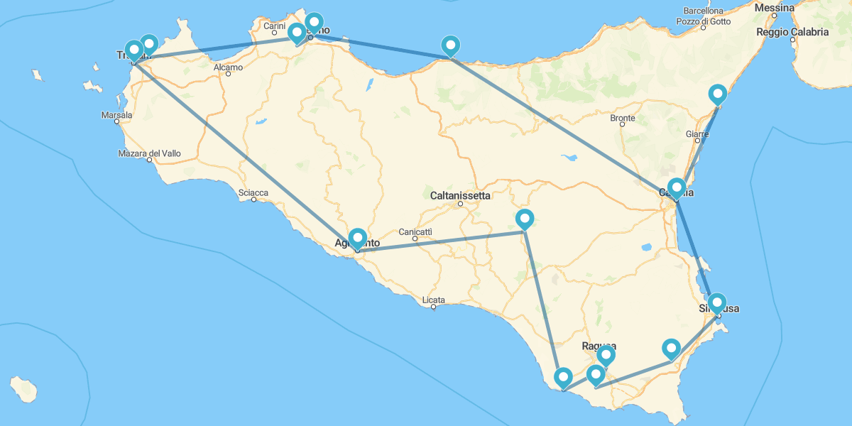 Route through the most breathtaking Sicily from Catania