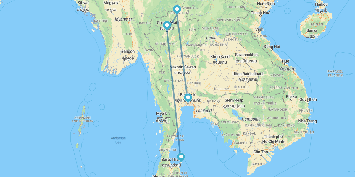 Bangkok, Chiang Rai, Chiang Mai and Koh Samui