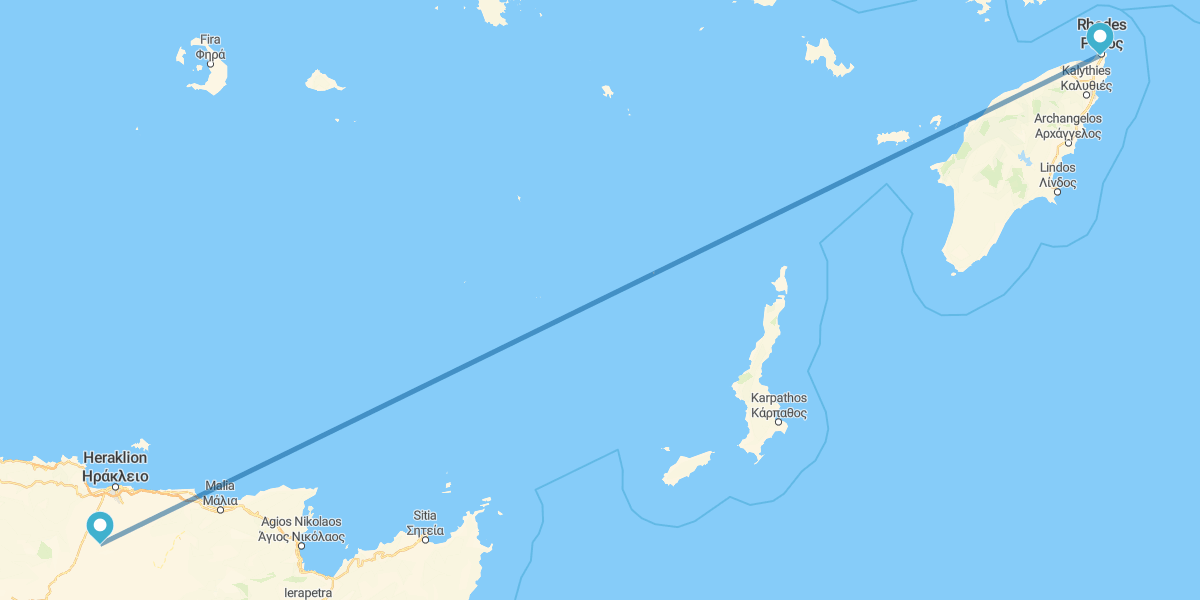 Rhodes and Crete by plane and with rental car