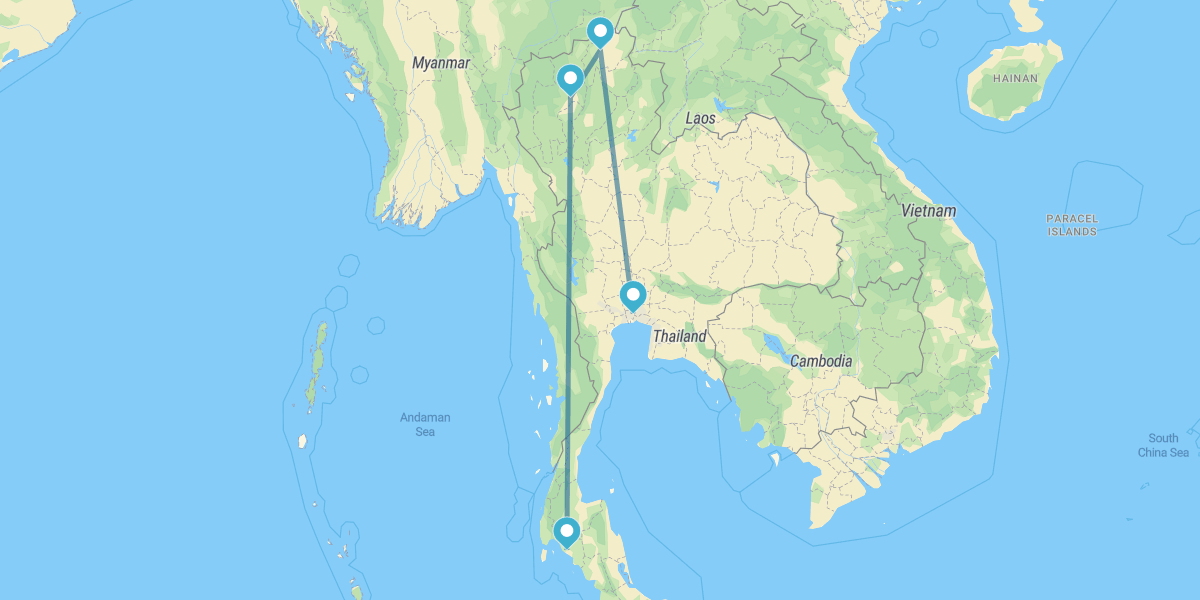 Bangkok, Chiang Rai, Chiang Mai and Krabi