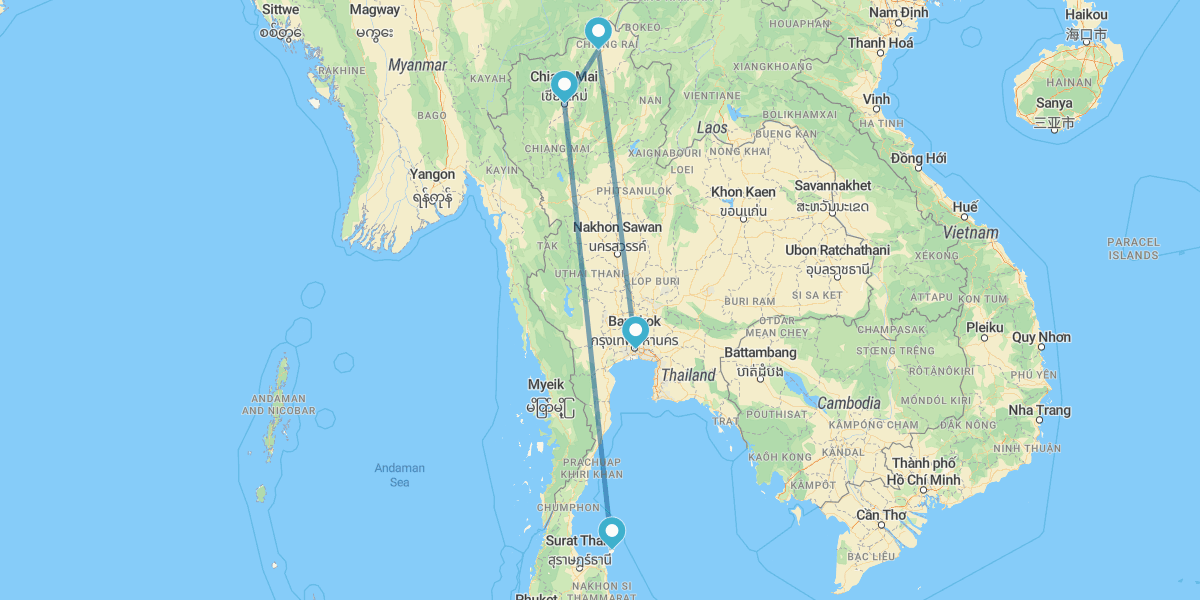 Bangkok, Chiang Rai, Chiang Mai and Koh Samui