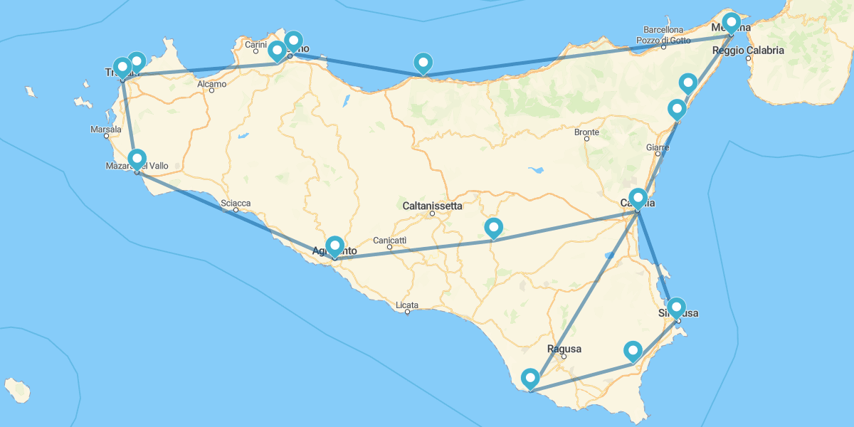 Sicily Route, from PCatania to Agrigento