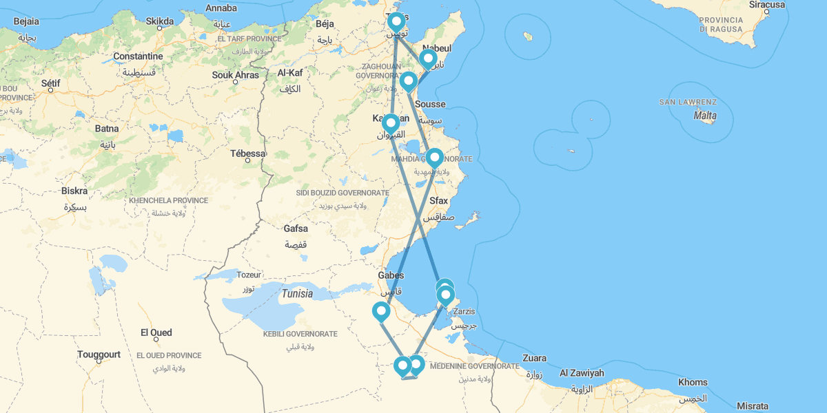 Hammamet, Matmata, Djerba and Tunis