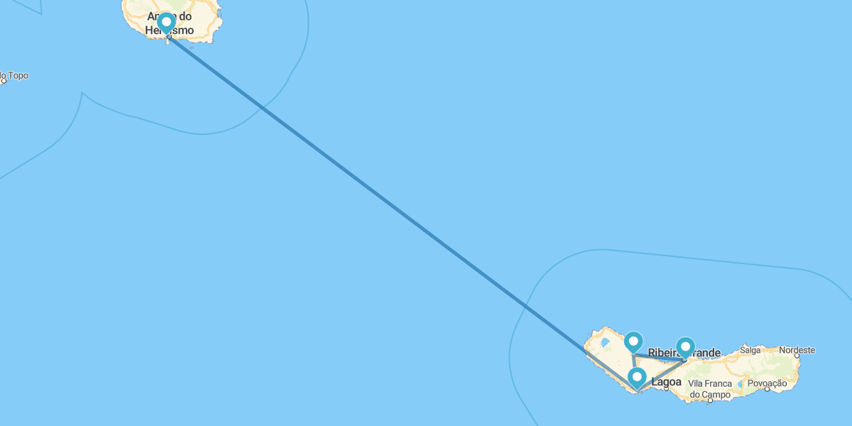 Route through the Island of São Miguel, Faial and Terceira