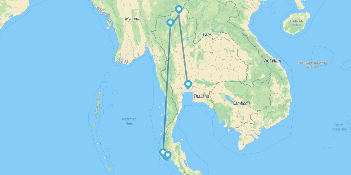 Bangkok, Chiang Rai, Chiang Mai, Phuket and Phi Phi