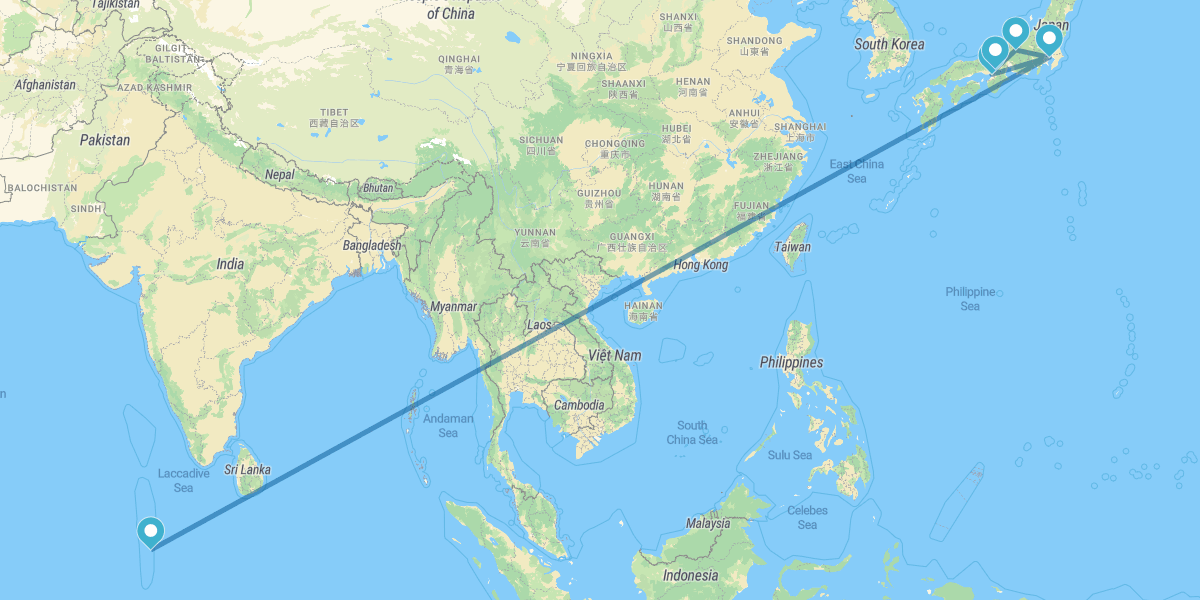 Tokyo, Osaka, Kyoto, Takayama and Maldives