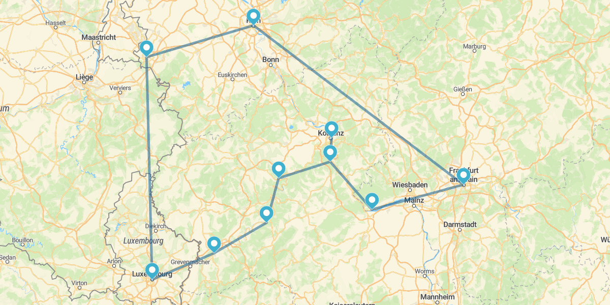 Route throgh the Rhine Valley Region