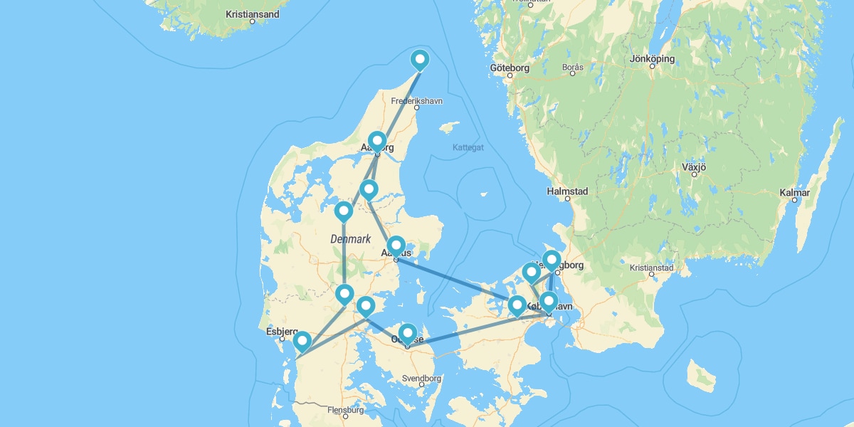 Route through the Jutland Peninsula