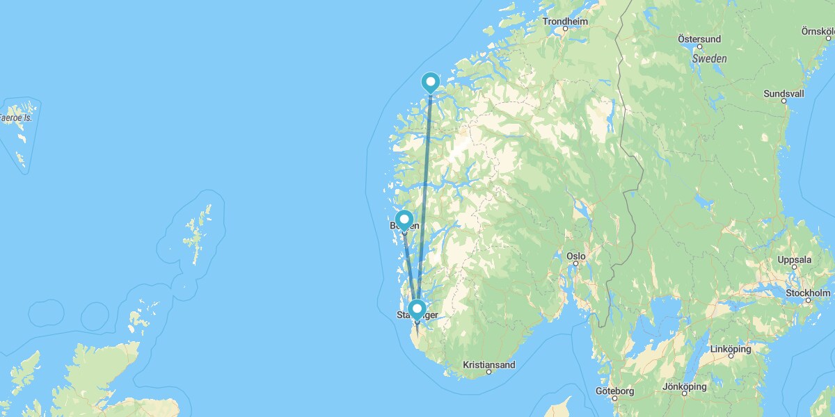 Bergen, Stavanger and Ålesund