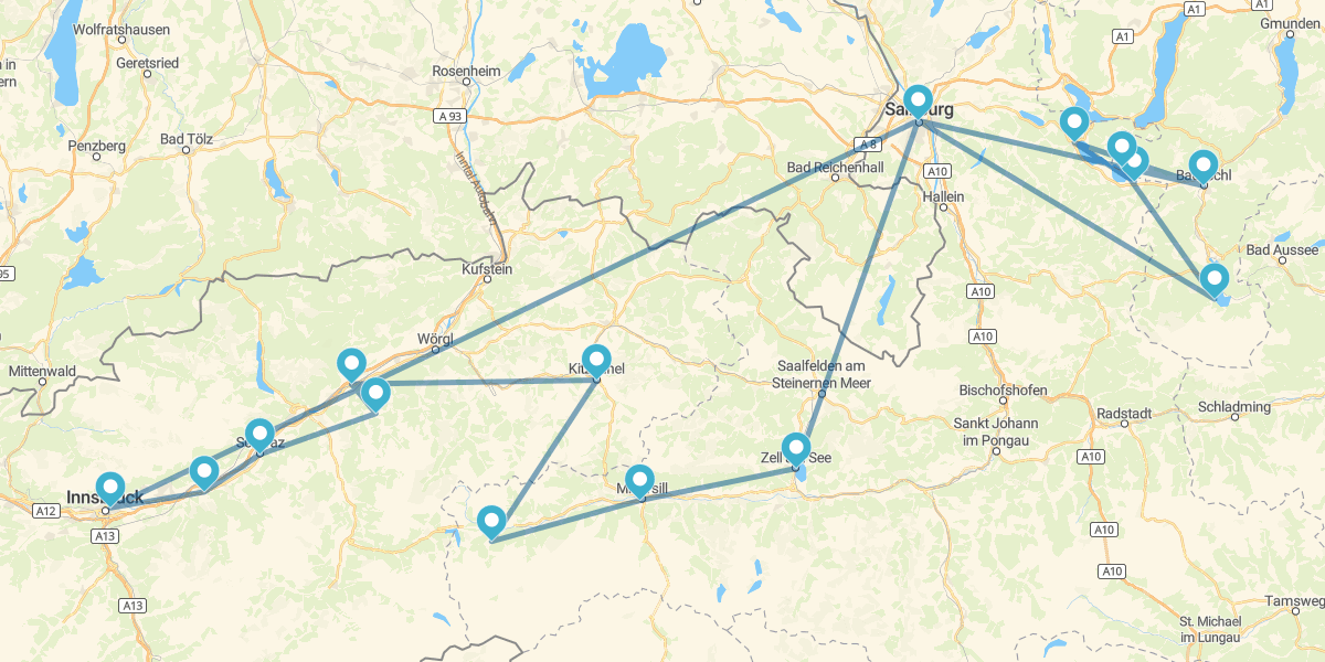 Route through Tyrol and Salzburg