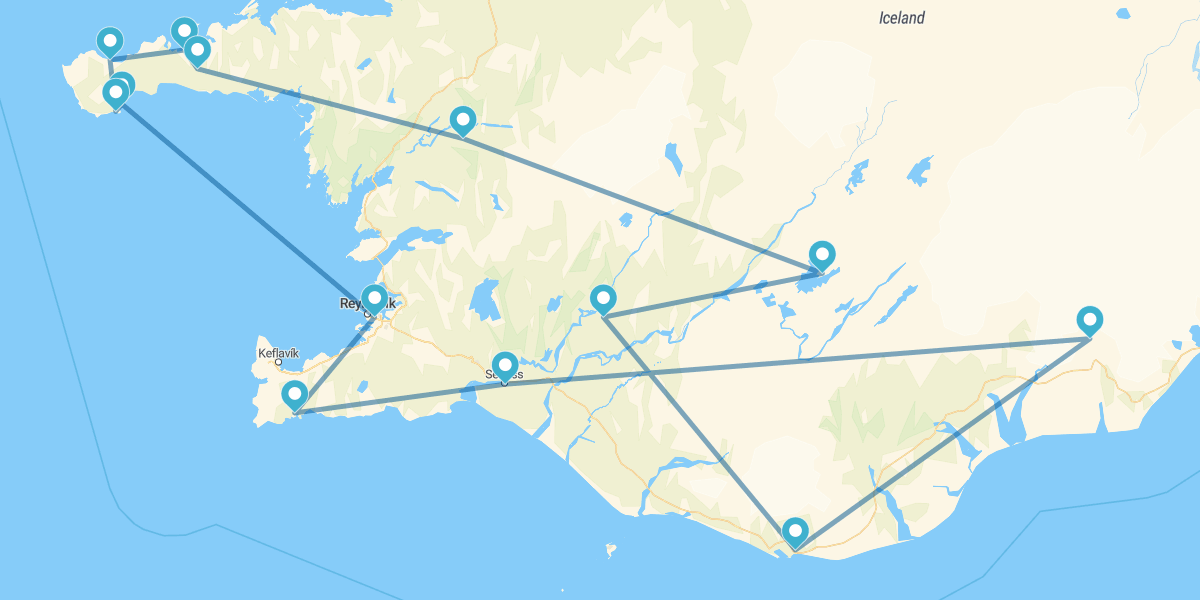 Route through the Southwest of the Island of Ice