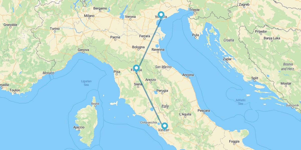 Rome, Florence and Venice by train