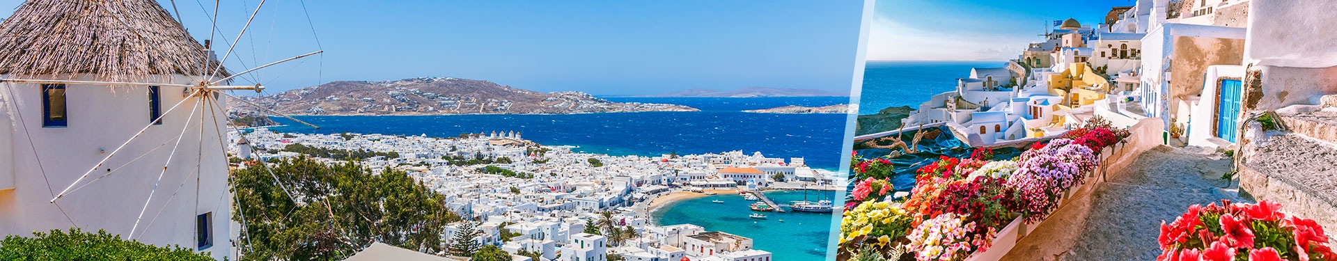 Santorini and Mykonos by plane